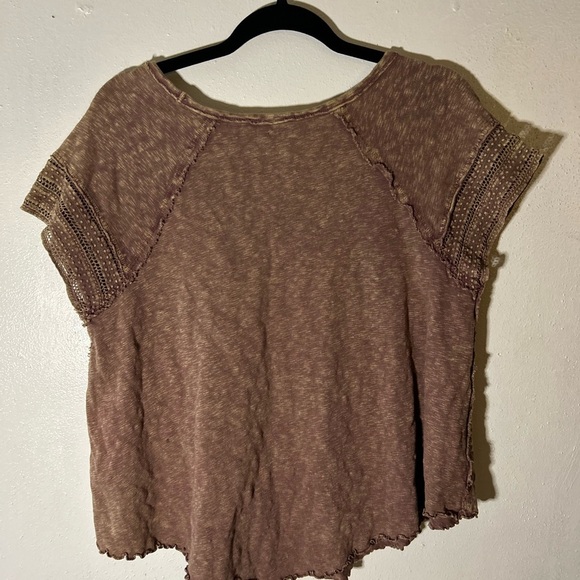 Altar'd State Plum Acid Wash Scoop Neck Short Sleeve Size S - Picture 3 of 4